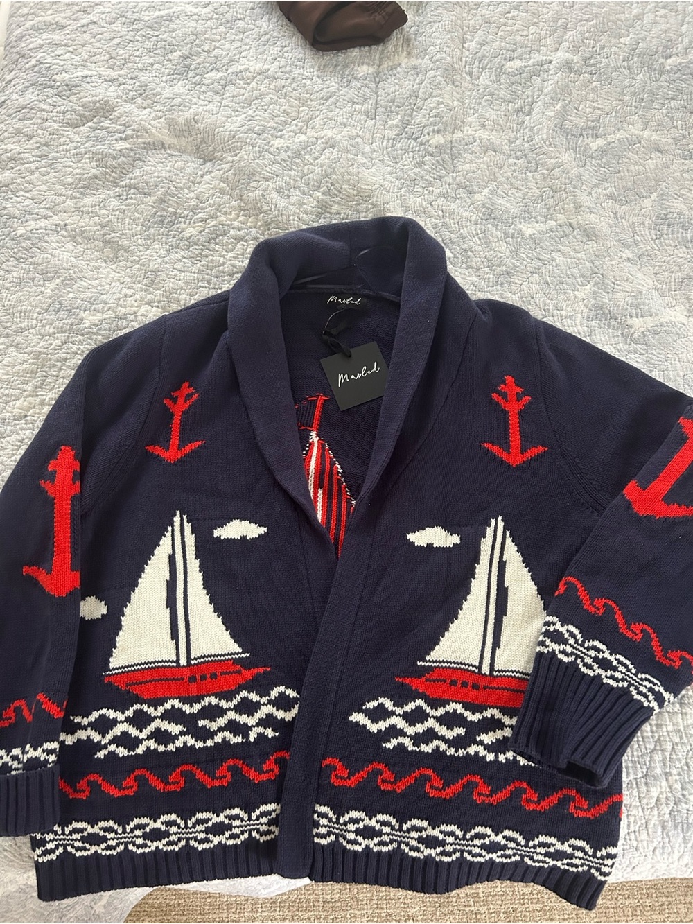 Marled the Great Sailboat Cardigan - Navy size medium - Picture 3 of 6
